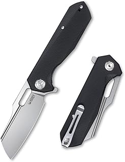 Kubey Atlas KU328 Pocket Folding Knife with 3.31-Inch Dependable 14C28N Blade, G10 Handle Inside Skeletonized Liners with Reversible Deep Pocket Clip, Good for Outdoor and Everyday (Black) - KUBEY