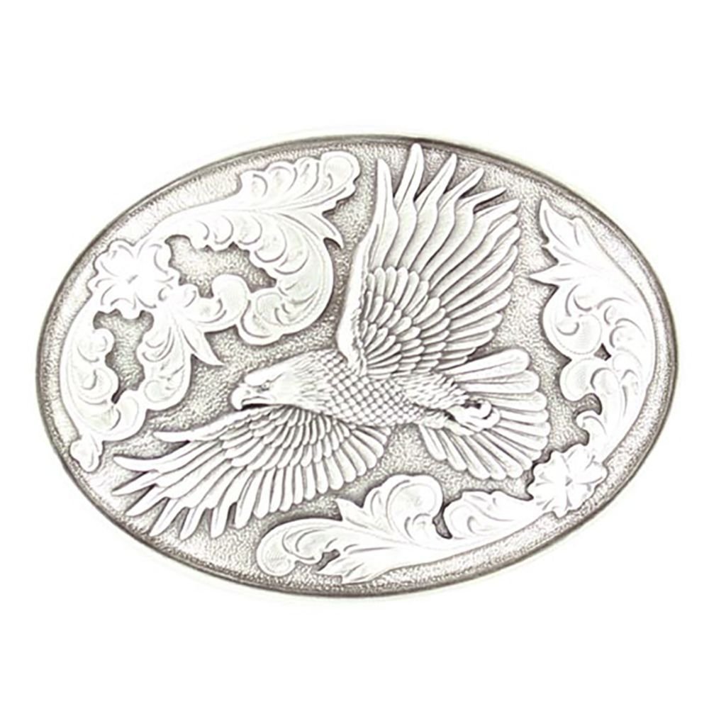 Nocona Men's Flying Eagle Belt Buckle, Silver, OS