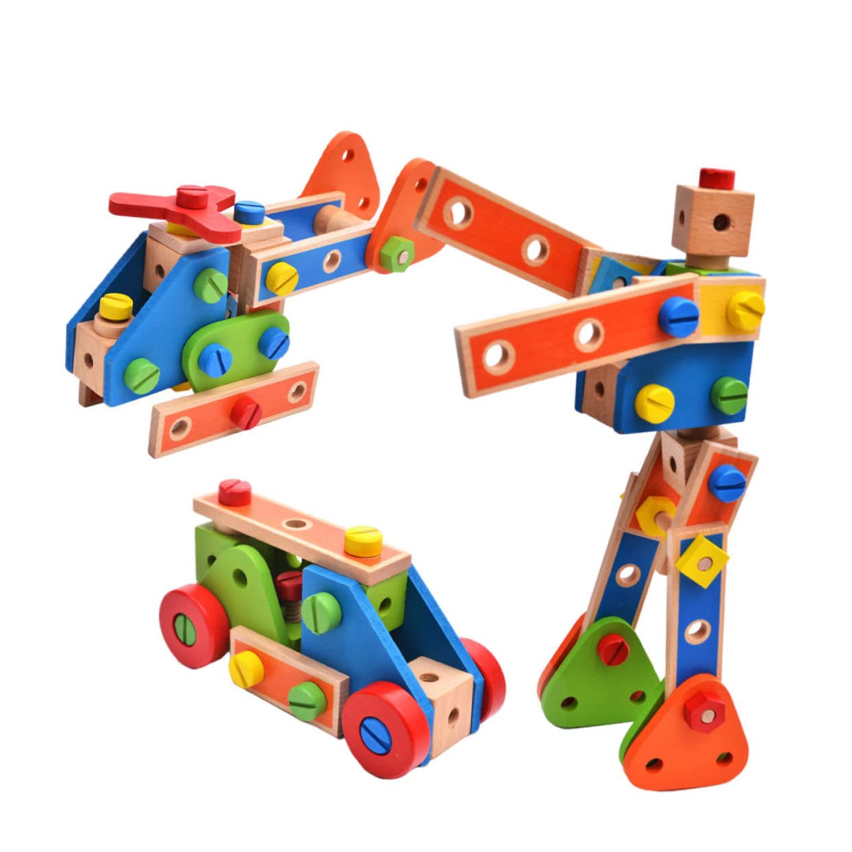 Gatuida Bloques de Combinación Desmontables de Madera Juguete Educativo de Montaje con Tornillos para Desarrollo Intelectual para Actividades Familiares y Exteriores