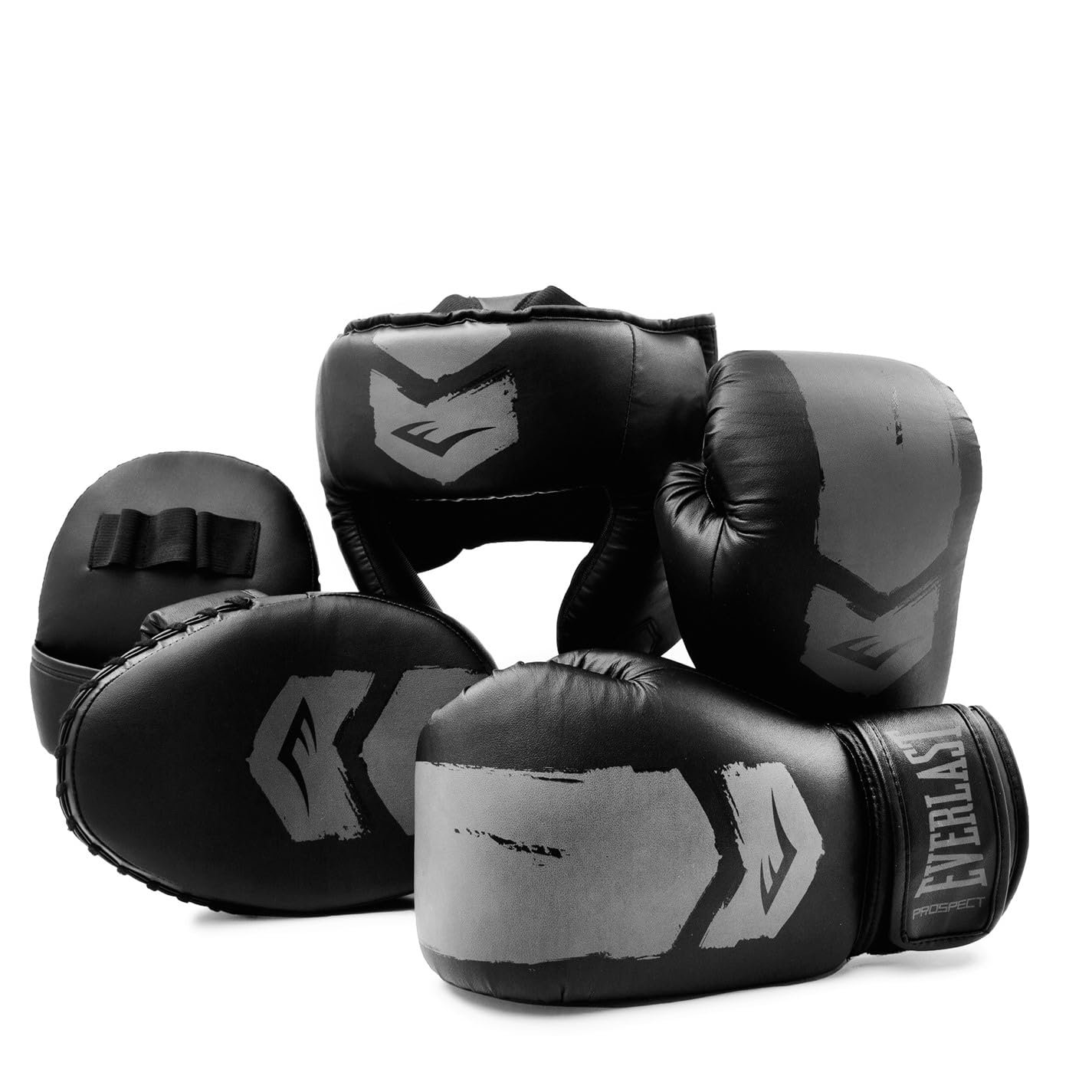 Everlast Unisex Complete Youth Boxing Mittens & Gloves Starter Kit Black/Grey One Size