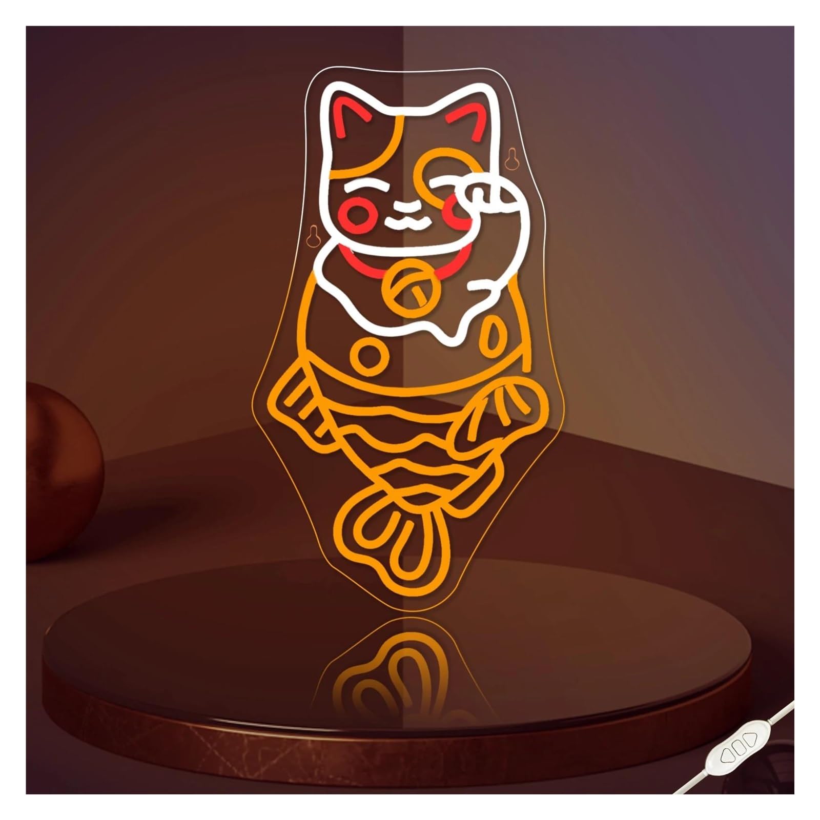 SHOUXI Sign Lamp Lucky Cat Mermaid Neon Sign Dimmable Japanese Art for Wall Decor Shop Restaurant Business Window Display Light 42х24cm