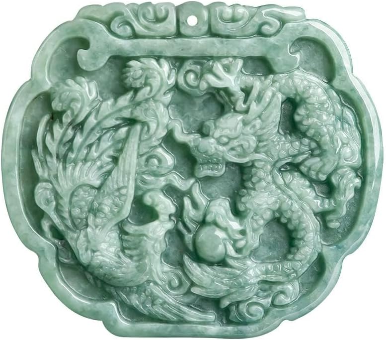 Blue Water Jadeite Dragon and Phoenix Necklace, Dragon and Phoenix Brand Pendant Necklace for Couples, is an Eternal and Elegant Talisman of Happiness - Image 2