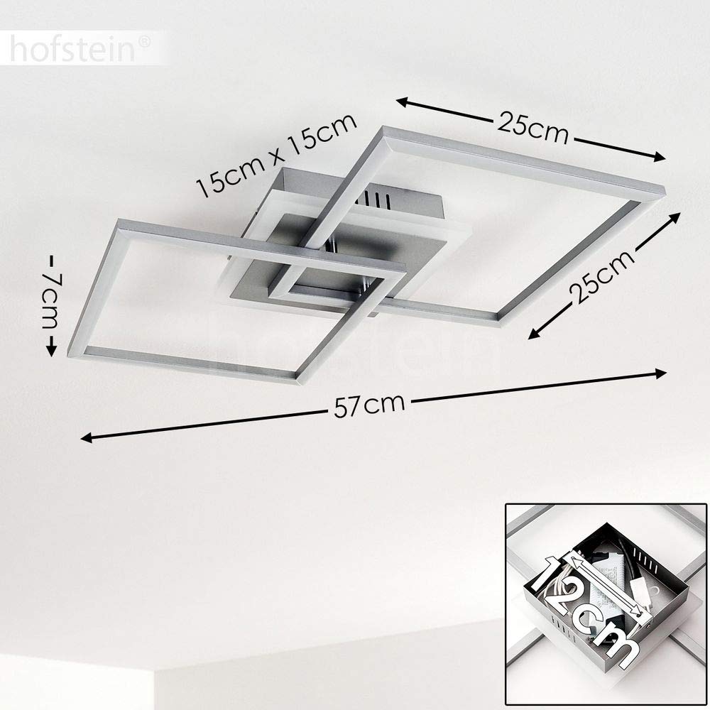 HOFSTEIN LED Deckenleuchte Lithgow, dimmbare Deckenlampe aus Metall in Silberfarben, moderne Leuchte dimmbar über Lichtschalter, 25 Watt, max. 2600 Lumen, 3000 Kelvin, Wohnzimmer, Küche, Esszimmer