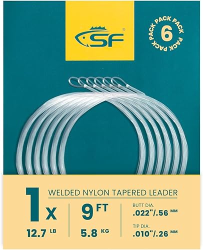 Miniatura 60 de SF Líder Cónico Pre-Atado con Lazo para Pesca con Mosca de Nailon Transparente para Trucha de Agua Dulce y Salada Bonefish Permit Lubina Salmón