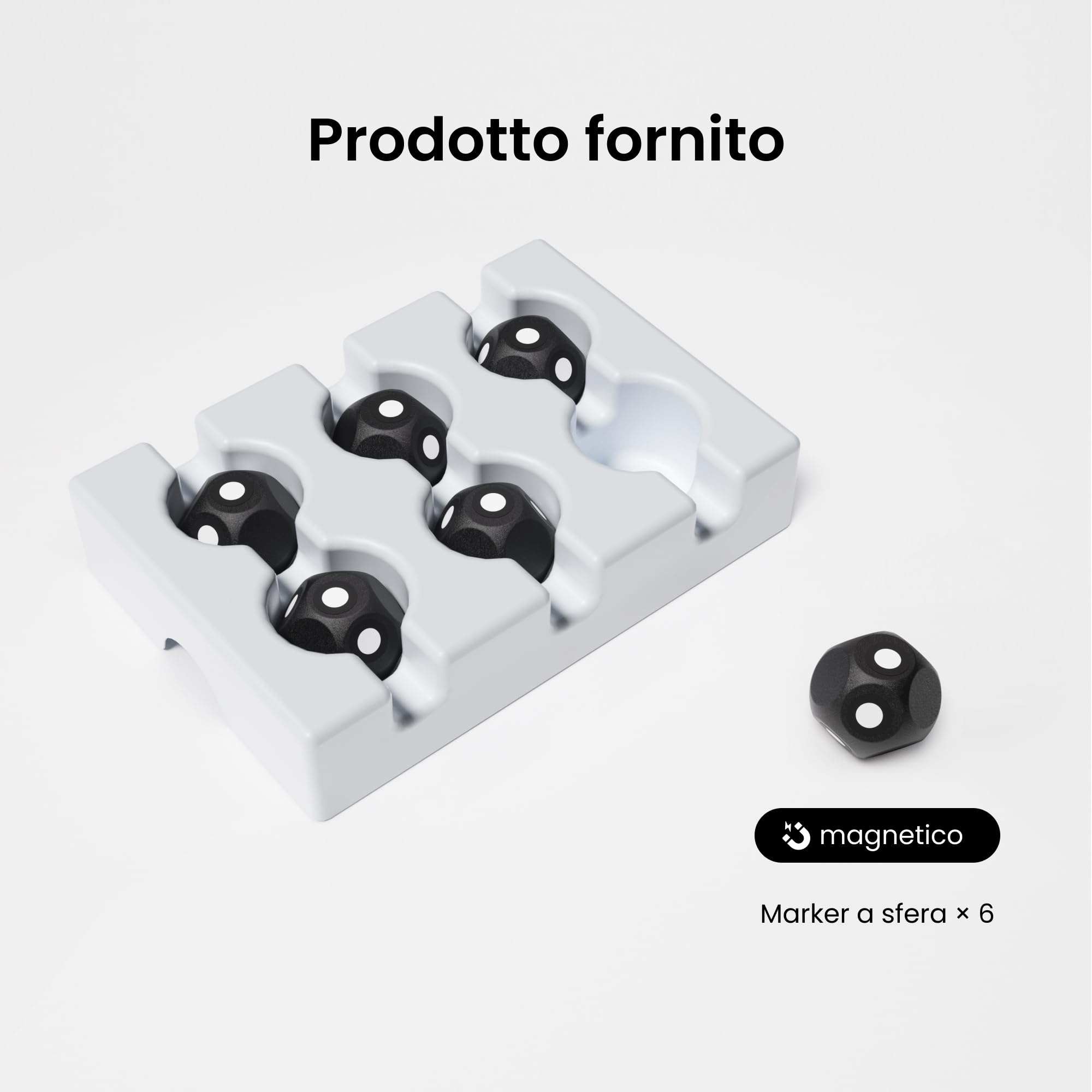Revopoint Kit di Markers a Sfera Magnetici da 6 Pezzi per la Scansione 3D, Punti di Riferimento 3D per Prevenire la Perdita di Tracciatura e Migliorare la Precisione del Risultato