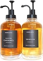 Vista 1 de Dispensador de jarabe para barras de café, juego de 2 botellas de jarabe de vidrio con bombas negras, 16.9 onzas, 16.9 fl oz, accesorios para barra