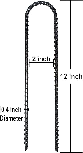 Miniatura 3 de Estacas de viento resistentes de 12 pulgadas en forma de U para barra de refuerzo para seguridad de trampolín, juego de columpio, campamento,