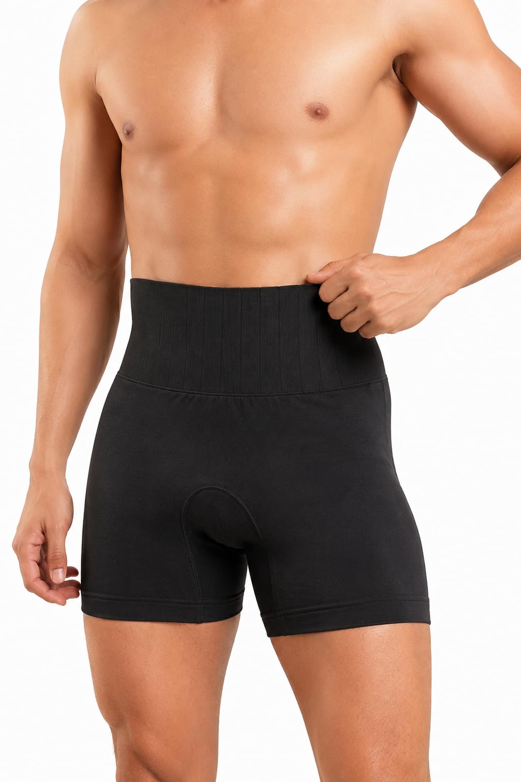Gravity Enterprise Men's High Waist Tummy Control Compression Shorts | Seamless Slimming Body Shaper Boxer Brief | Firm Compression Waist Trainer Underwear | Breathable 4-Way Stretch Fabric | Black-image-15