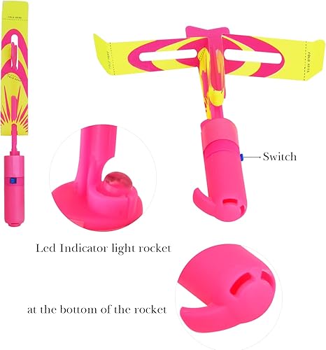 Miniatura 2 de Juguetes voladores de cohete con luces LED 12 piezas de juguete de tirachina para niños juego de verano al aire libre con 12 lanzadores  12