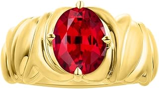 Solitaire - Anillo de oro amarillo de 14 quilates con piedra de color