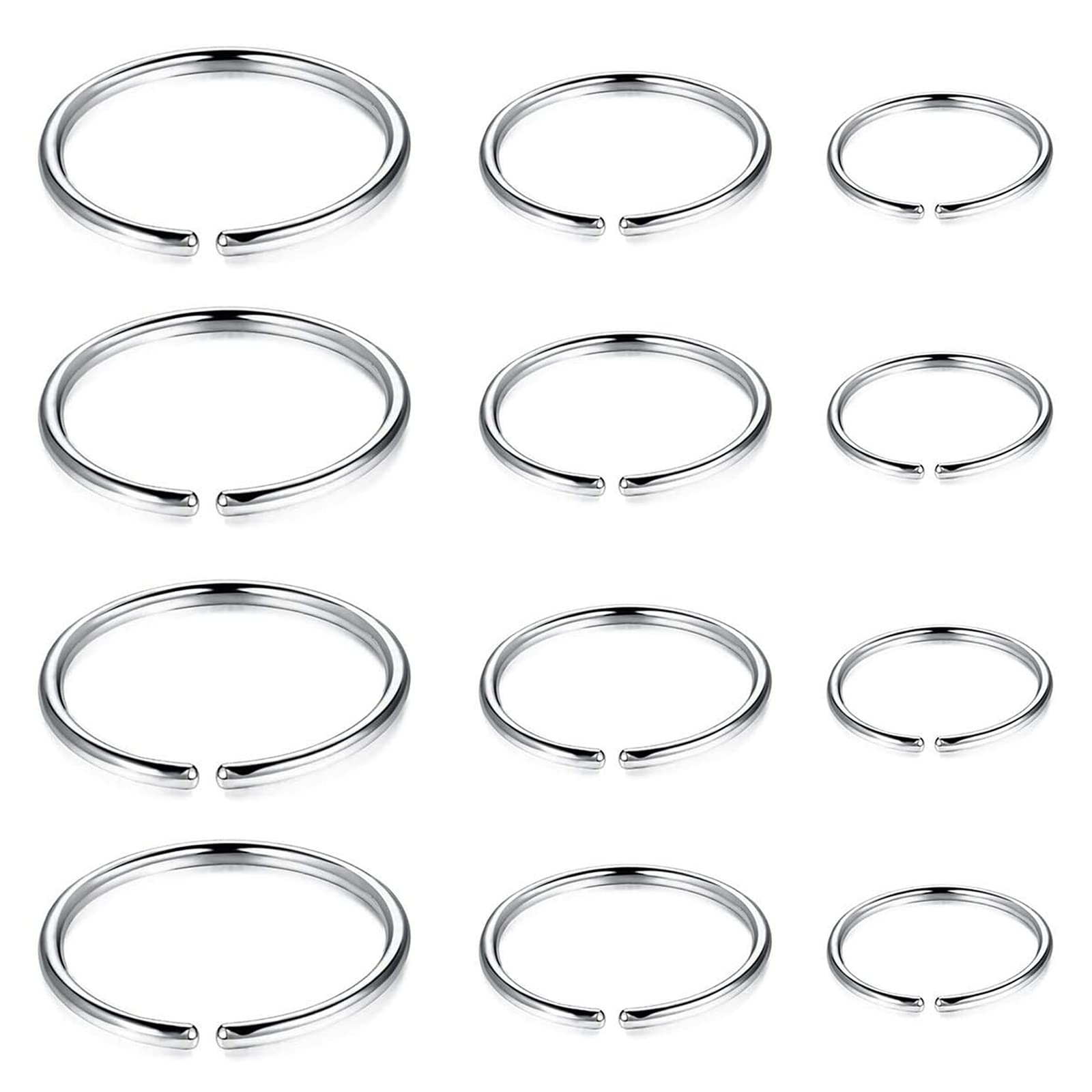VICZON 12er Nasenpiercing Nasenring Fake Nasenring, Nasenpiercing Edelstahl Septum, Nase Lippe Ring Fake Ohrringe für Septum, Tragus Helix Nase Lippe Ohr Intim