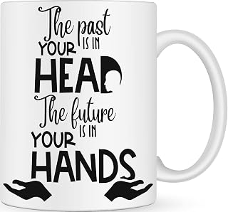 The Future is in Your Hands Coffee Cup - Cheer Up Personalised Mug Best Friend Gifts - Positive Affirmation Novelty Coffee Mugs For Women - Positive Thinking Mug Addiction Recovery Inspirational Gifts