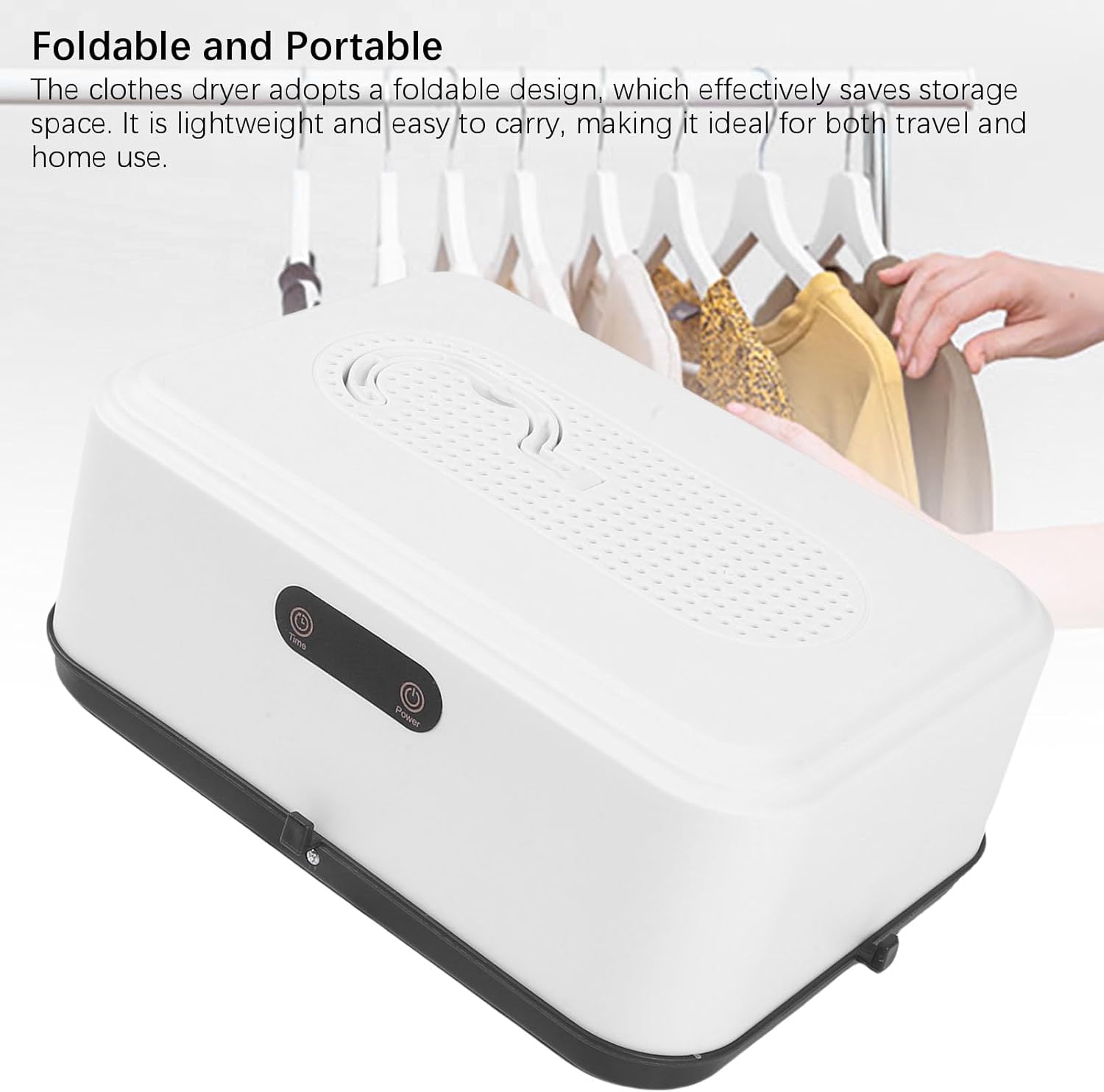 Buachois Portable Clothes Dryer with Dry Bag, Electric Laundry Drying Machine Foldable Fast Drying Timer Digital Display for Travel Home Apartment Use