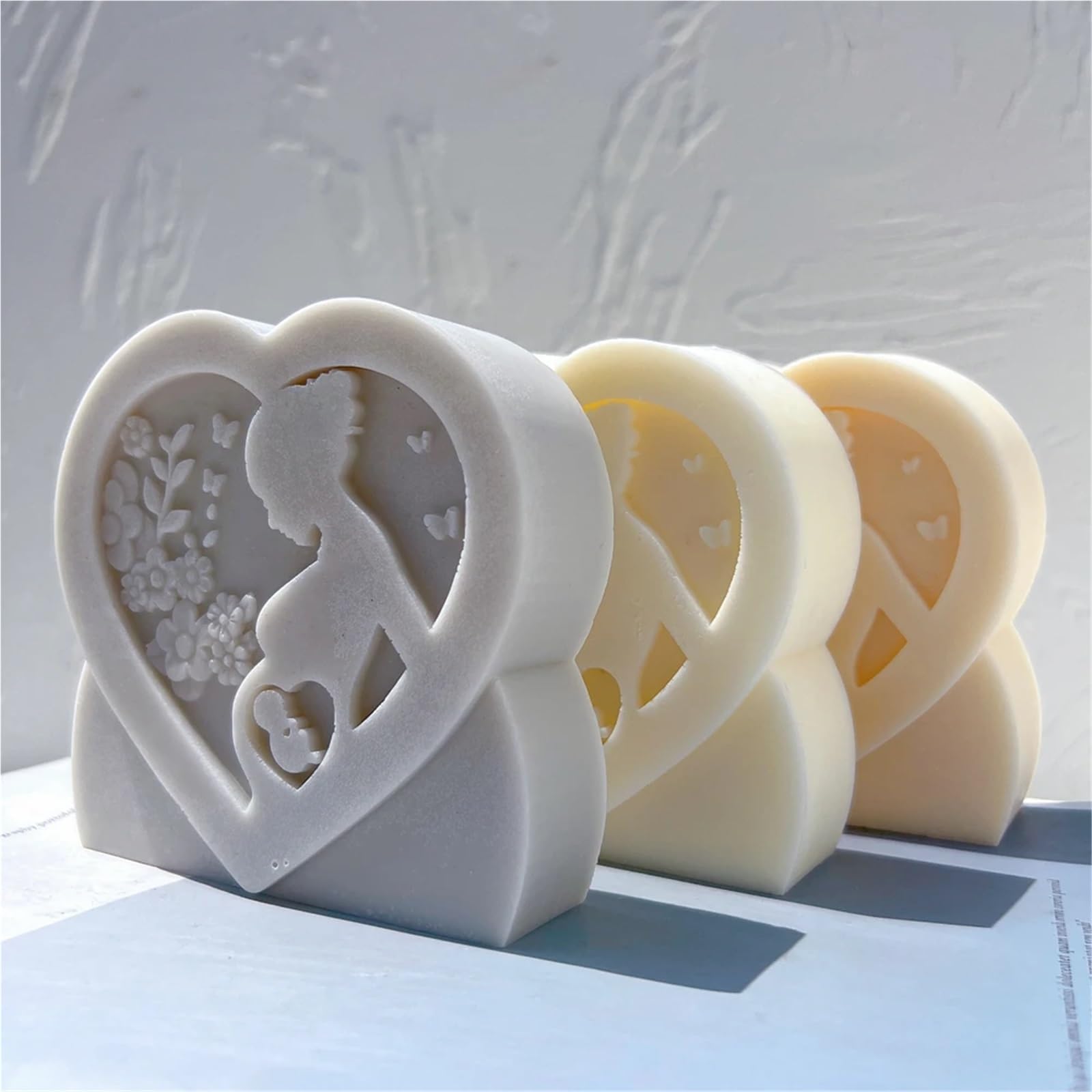Moldes for velas en forma de corazón, estatuilla, molde silicona for madre embarazada, decoración del hogar, cera for mamá para Velas