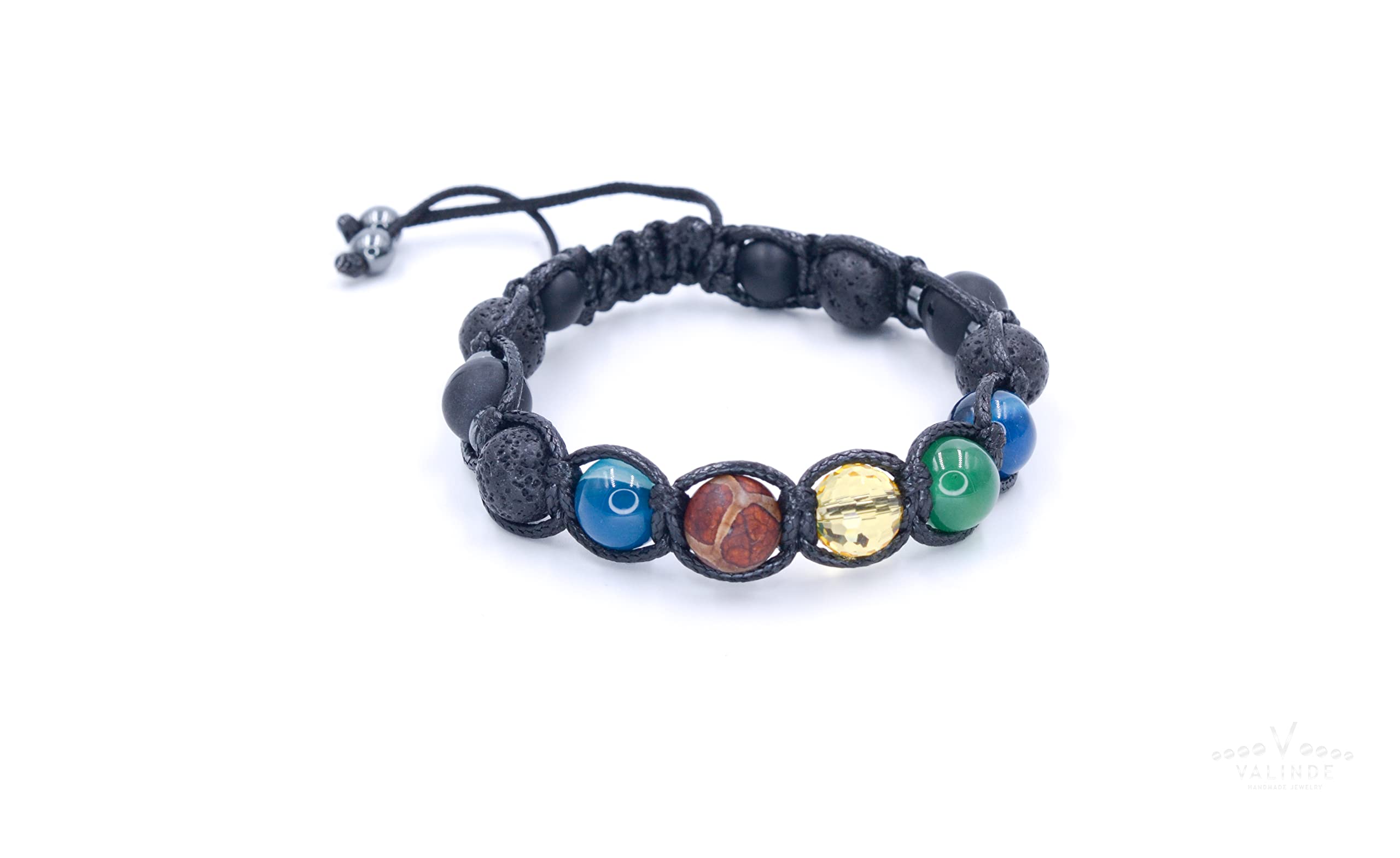 Herren Edelstein Armband | Citrin Achat Onyx Hämatit | Armband für Männer mit Edelsteinen | Makramee Bracelet | Geschenk für Mann | Handgemacht
