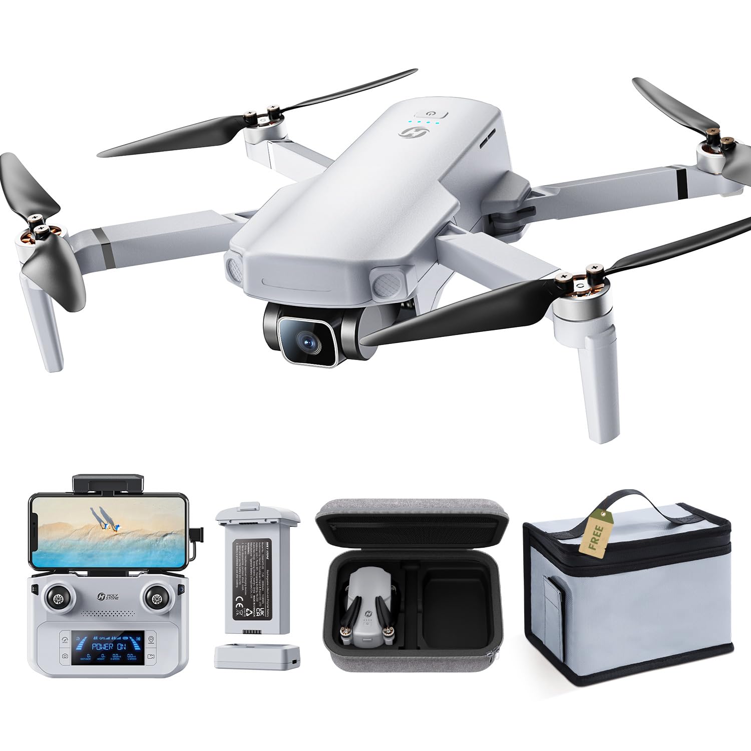 Holy Stone HS360E GPS EIS Drones for Adults with Camera 4K, 249g FAA Compliant Lightweight Foldable FPV RC Quadcopter Drone with 1200W Sensor, 20000ft Range, Auto Return, Follow Me, Upgraded HS360S