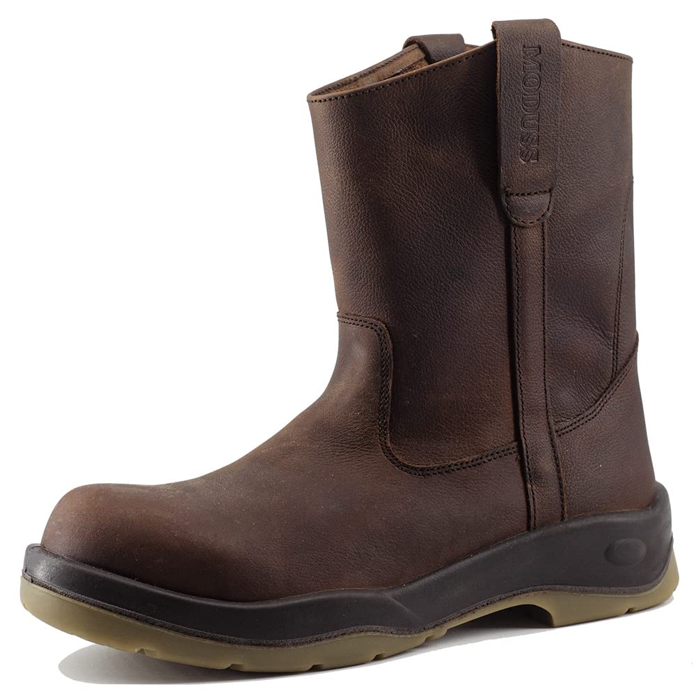 MODUSS slip on work boots for men composite toe – Botas de trabajo para hombre de seguridad – 10" Men pull on work boots to prevent puncture and electric hazards