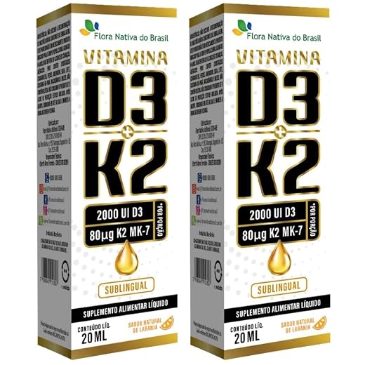 KIT 2X Vitamina D3 + k2 Sublingual em Gotas 20ml - Flora nativa