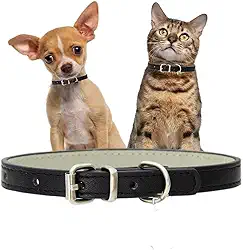 Coleira preta de couro PU PP coleira para filhotes de cachorro meninos meninas fivela ajustável gatinho gato coleira para pequeno pequeno PPP pequeno extra pequeno raça machos fêmeas cães como