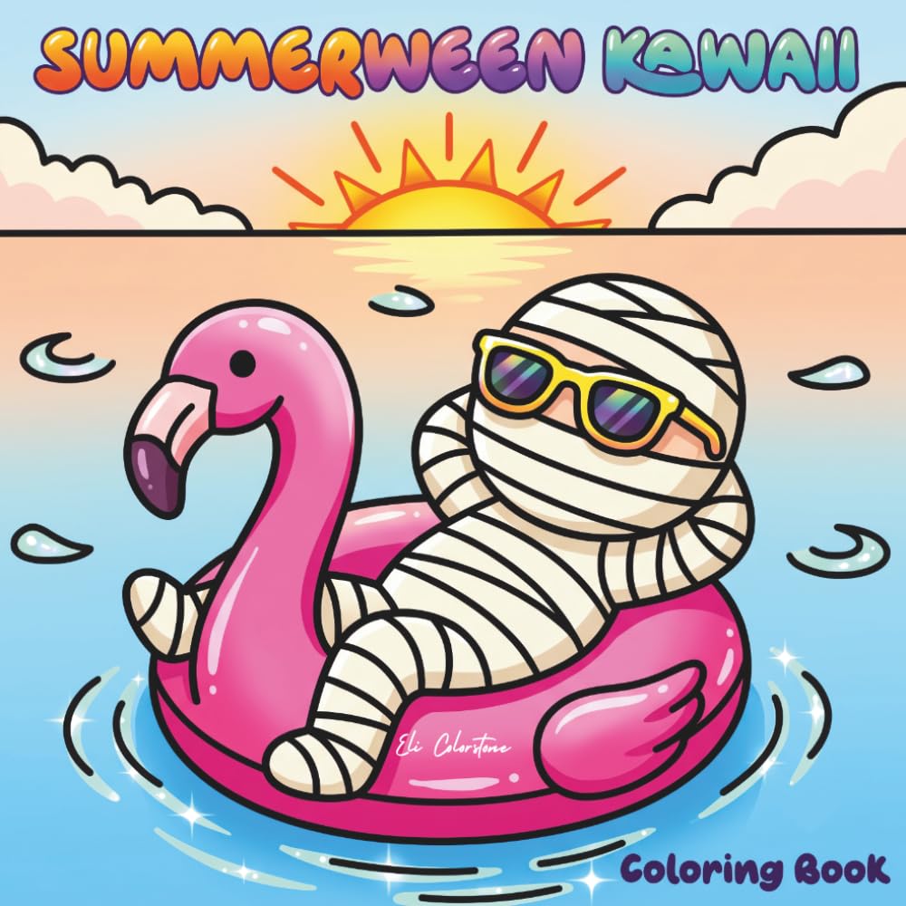 Summerween Kawaii Coloring Book: Bold and Easy Spooky Summer Vacation Pages for Relaxation