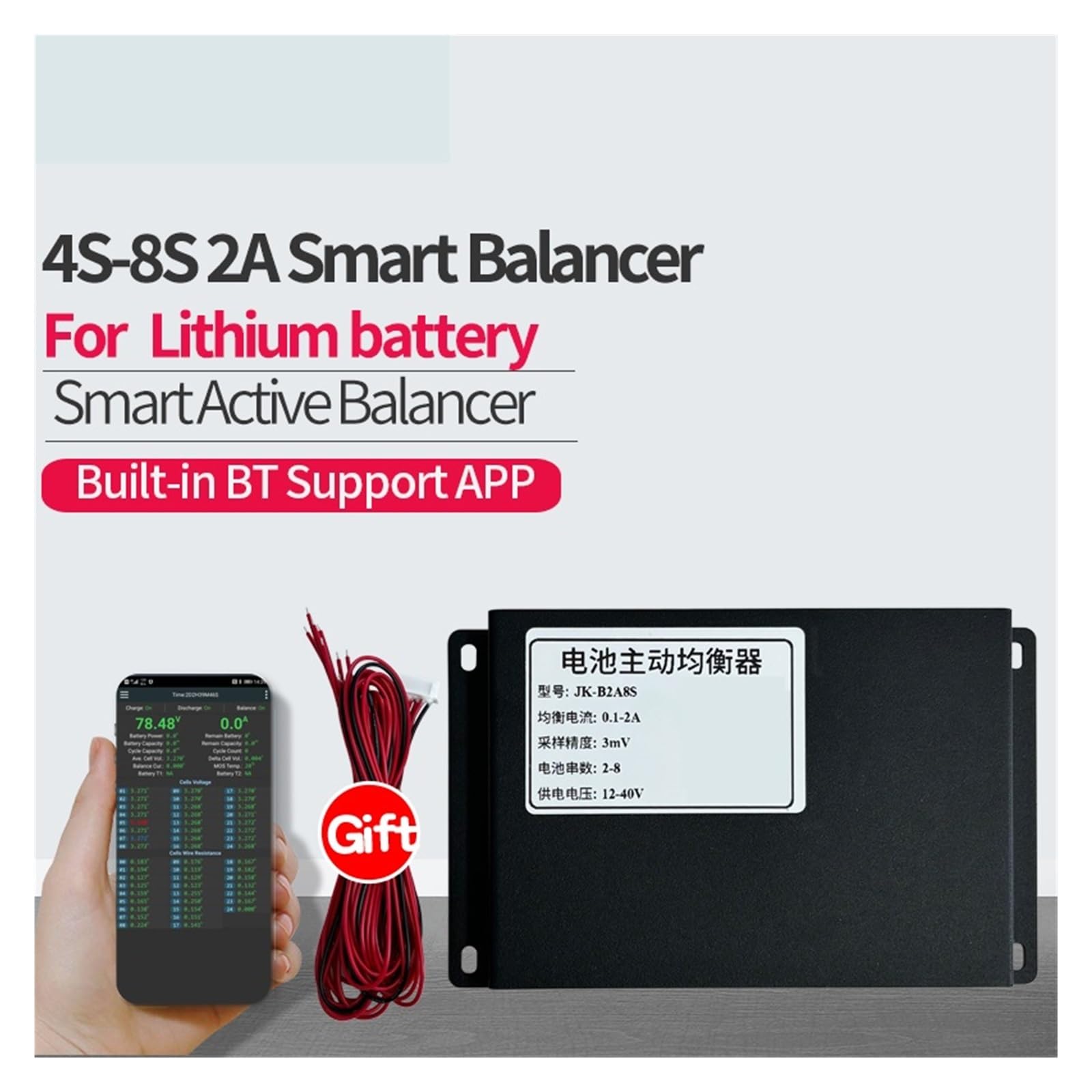 Batteria Equalizer Equalizzatore Attivo di Corrente di bilanciamento 4S-8S 2A Equalizzatore di Batteria 24V 12V