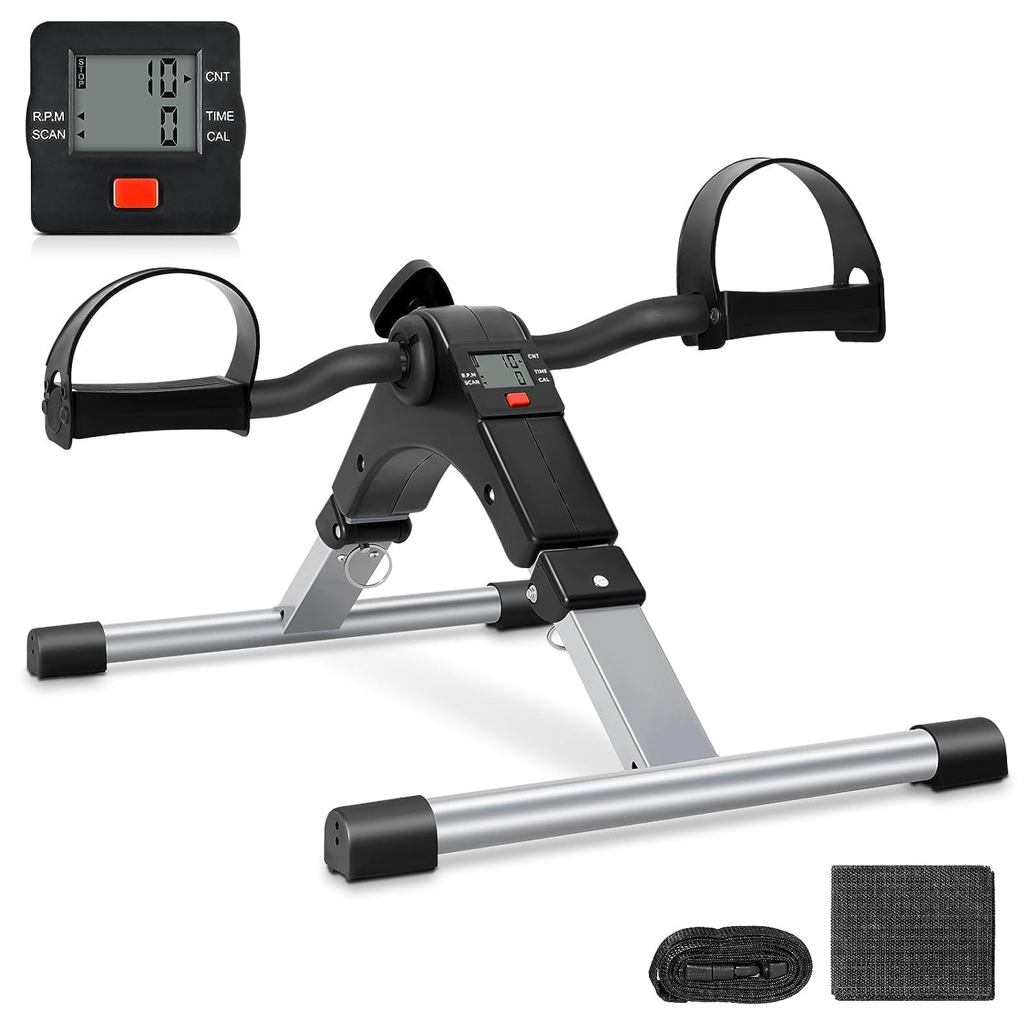 Mini Cycle Pedal Exerciser with Fixing Strap, Adjustable Resistance and Digital Display - Suitable for Light Exercise of Legs, Arms, and Physiotherapy at Home-picture-24
