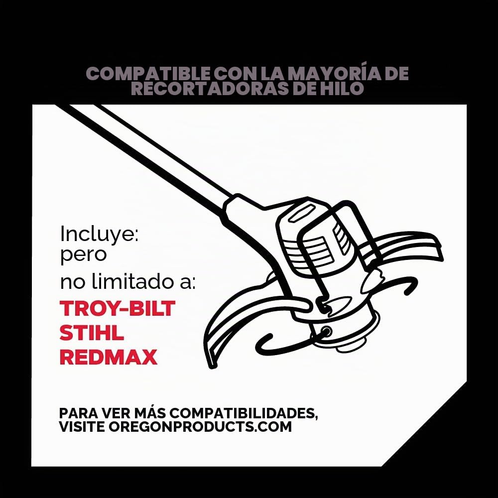Oregon Cabezal universal Jet Fit de 2 hilos para desbrozadoras de eje recto de 25 cc o más, carga fácil, uso intensivo o profesional, con hilo de corte Flexiblade (111110)