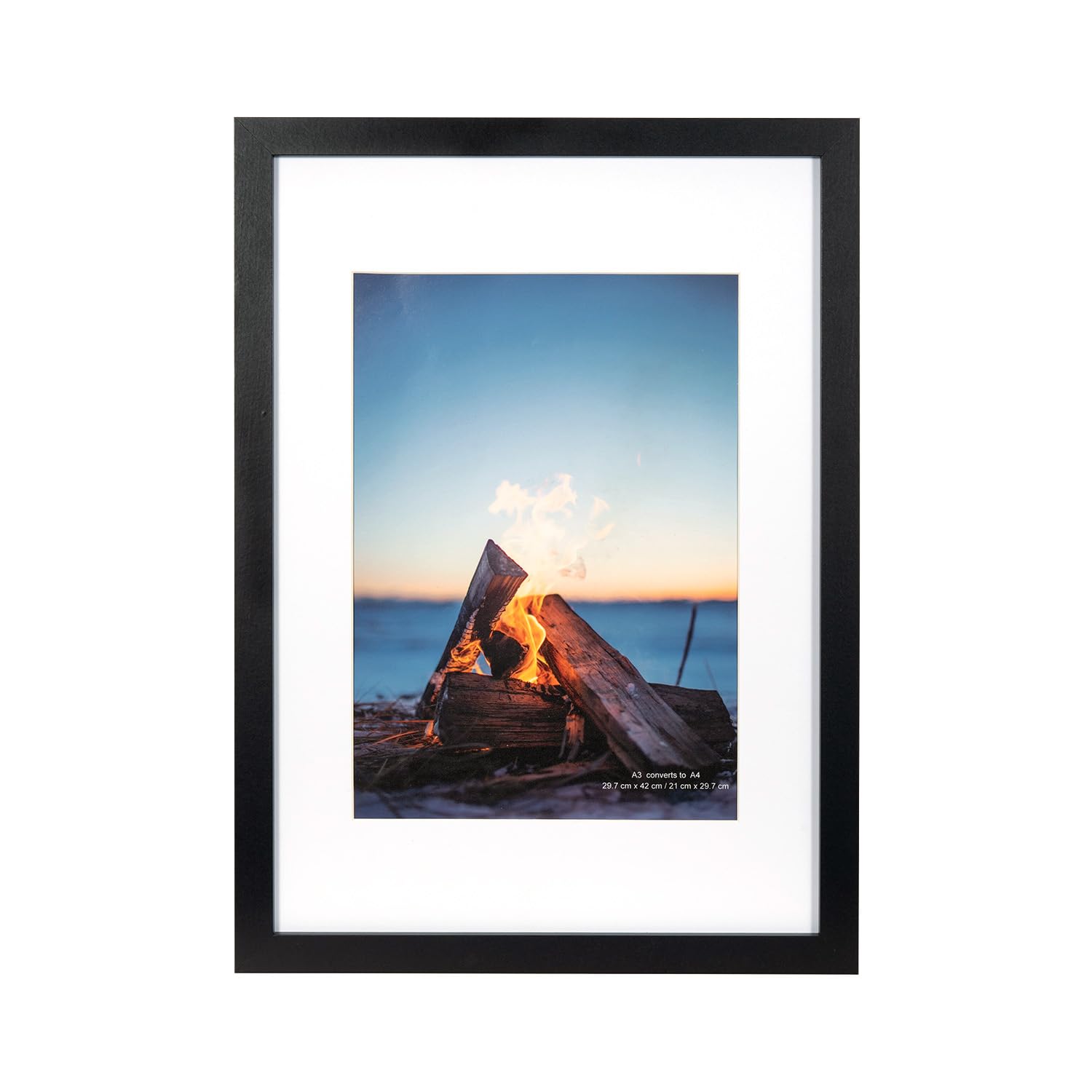 Scholar Tree Black A3 Photo Frames, Wooden Picture Frames A3 With Mount For A4 Frame, Wall Mountable…