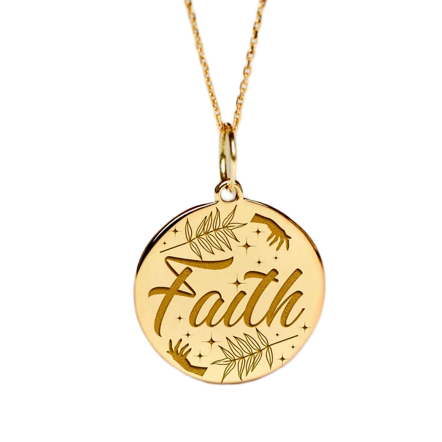 Collier médaille Foi gravée en argent plaqué or, le cadeau idéal
