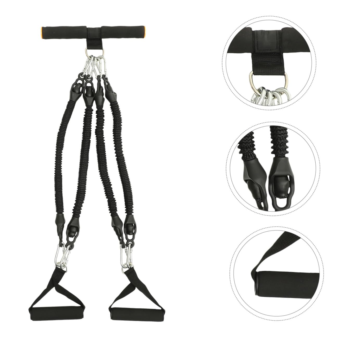 Corda Elastica Attrezzo Fitness Multifunzionale Nero per Esercizi Pedale in Pte e Schiuma per Allenamento Muscolare e Modellamento del Corpo a Casa