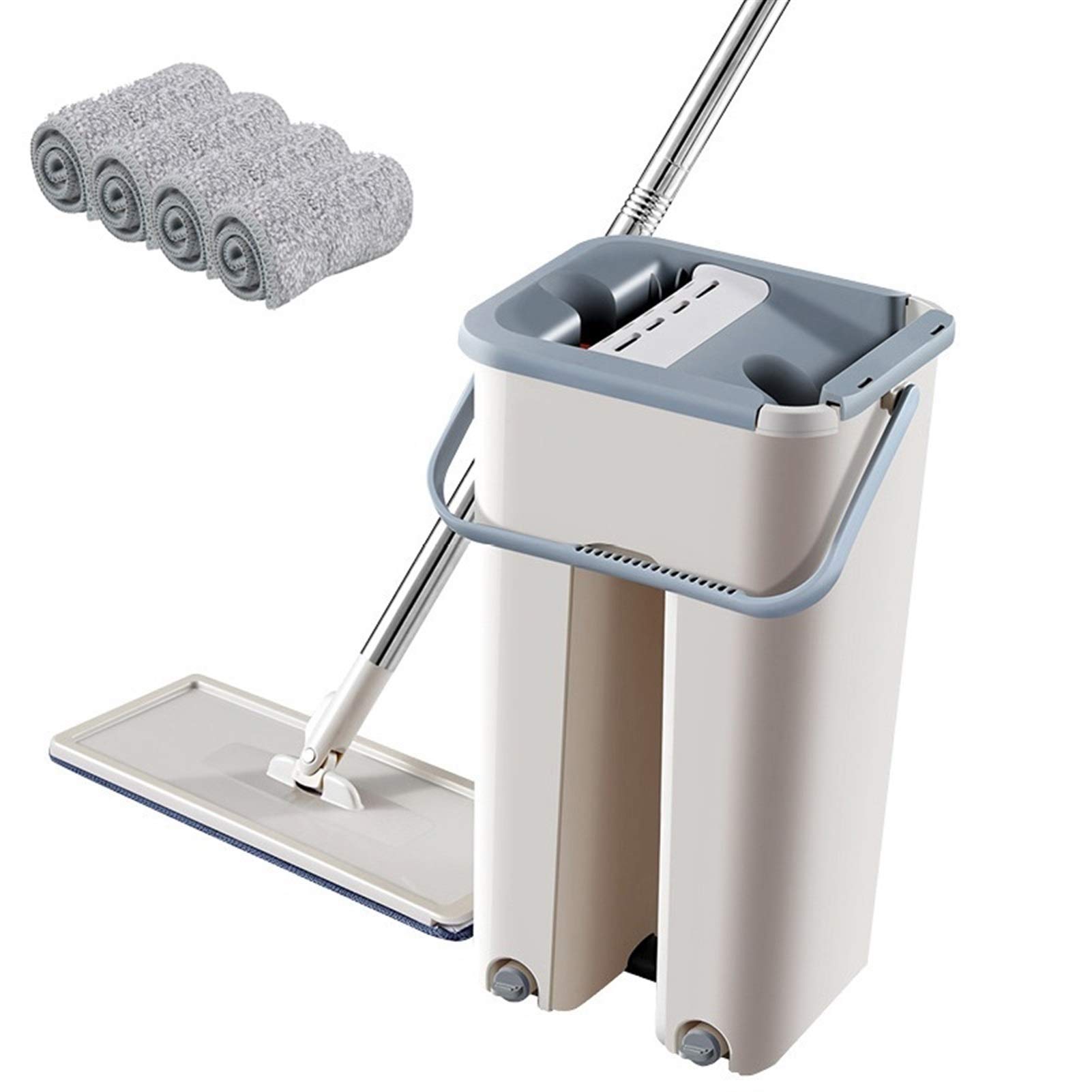 Panno mop con Secchio Mop strizzatore a Mano Libera Sistema di Pulizia e Lavaggio a Secco Lavaggio a Secco Pavimento in Microfibra (Colore: Solo 10 Pezzi)