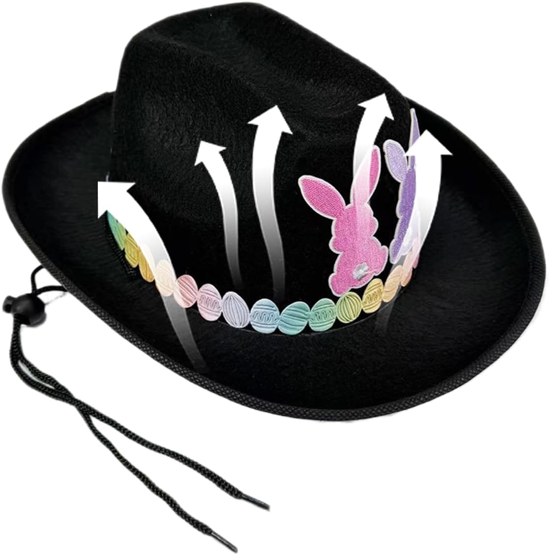 Cowboy Easter Hat - Non Woven Size | Bunny Ear Western Cowgirl Costume Kids Party Hat Cute Festival Dress Up Accessory For