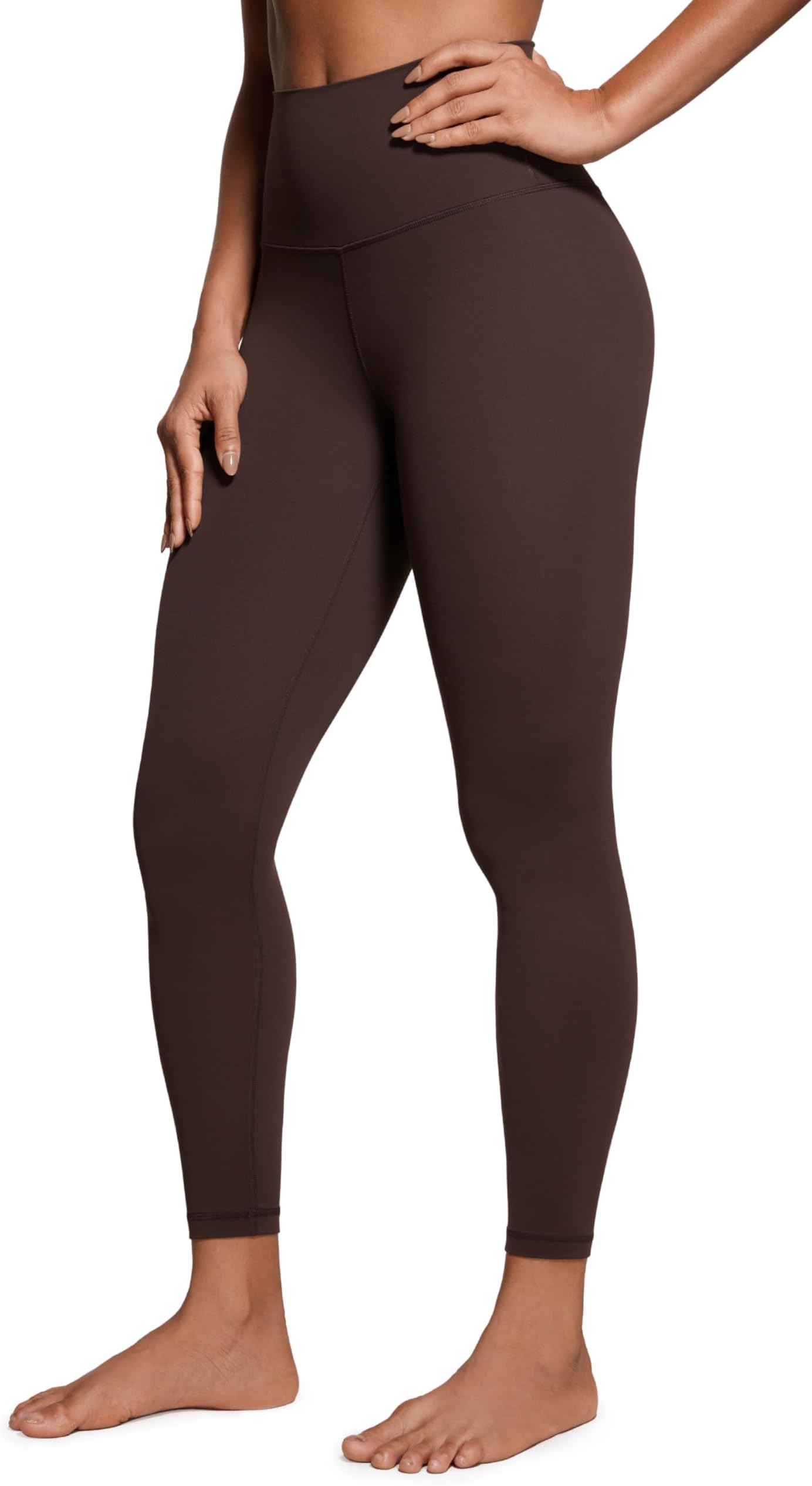 Women's Butter Luxe Leggings 25 Inches - High Waisted Buttery Soft Comfort Lounge Leggings Hot Fudge Brown M
