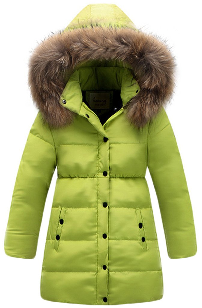 Girl's Thick Hooded Pillow Padded Down Jacket with Fur