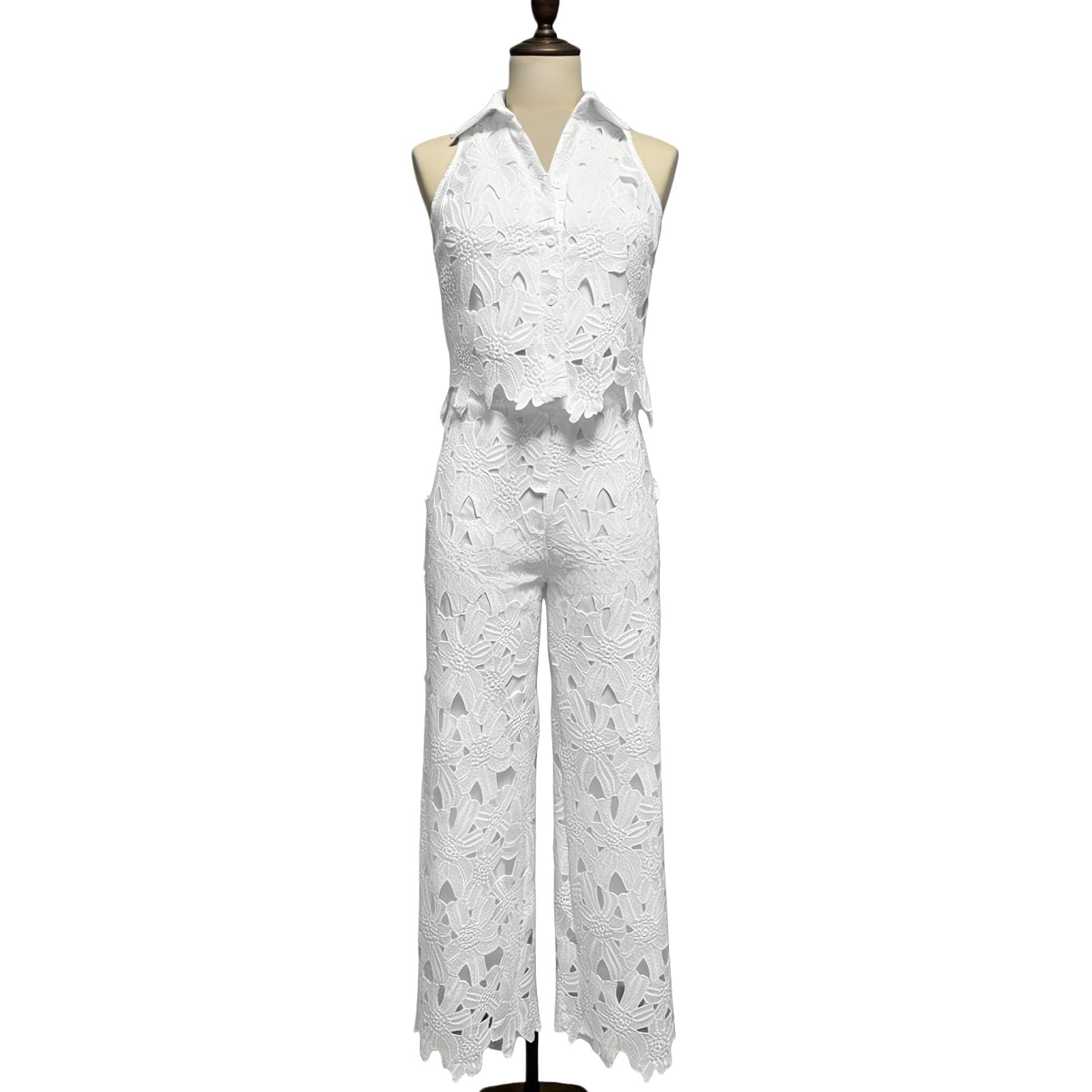 Tuta da Donna in Lino Casual Due Pezzi Completo Leggera Elegante Estivo Top e Pantaloni a Tinta Unita con Scollo a V/Rotondo Completo Donna Giacca E Pantalone Versatili per Uso Quotidiano