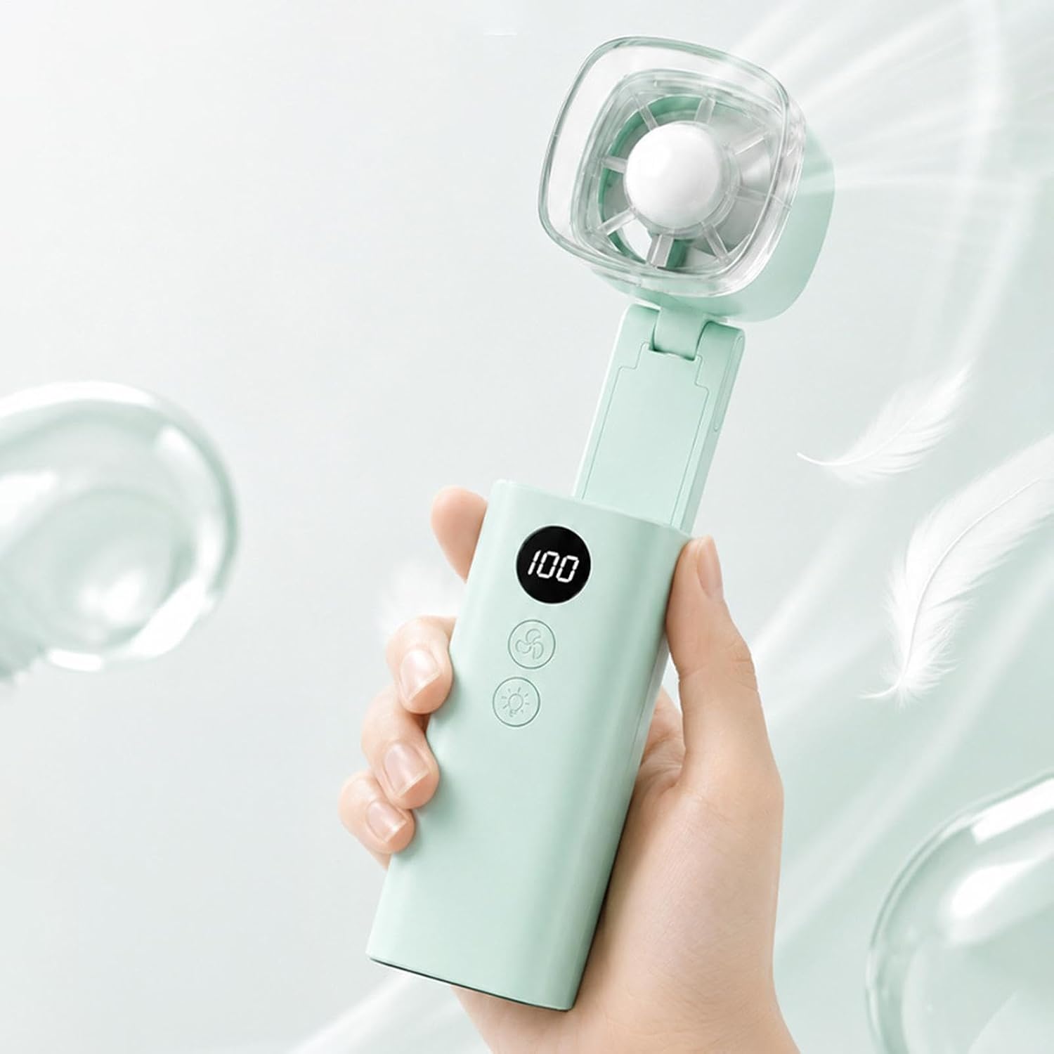 Pocket Handheld Fan Rechargeable 5-Speed Foldable Adjustable image 3