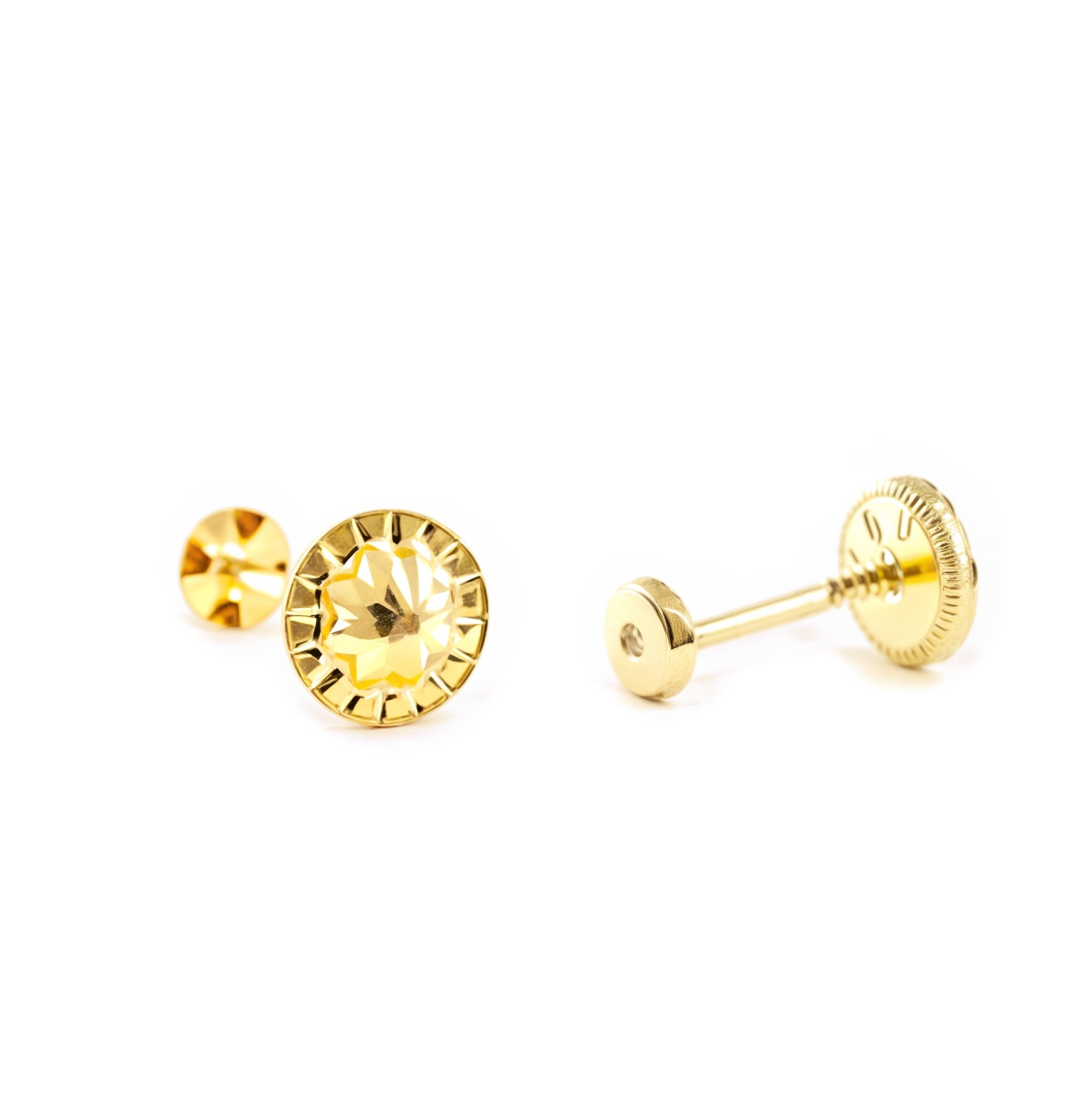 Damen & Kinder runde Ohrstecker - Gelbgold 9 Karat (375) - Geschenkbox - Garantiezertifikat
