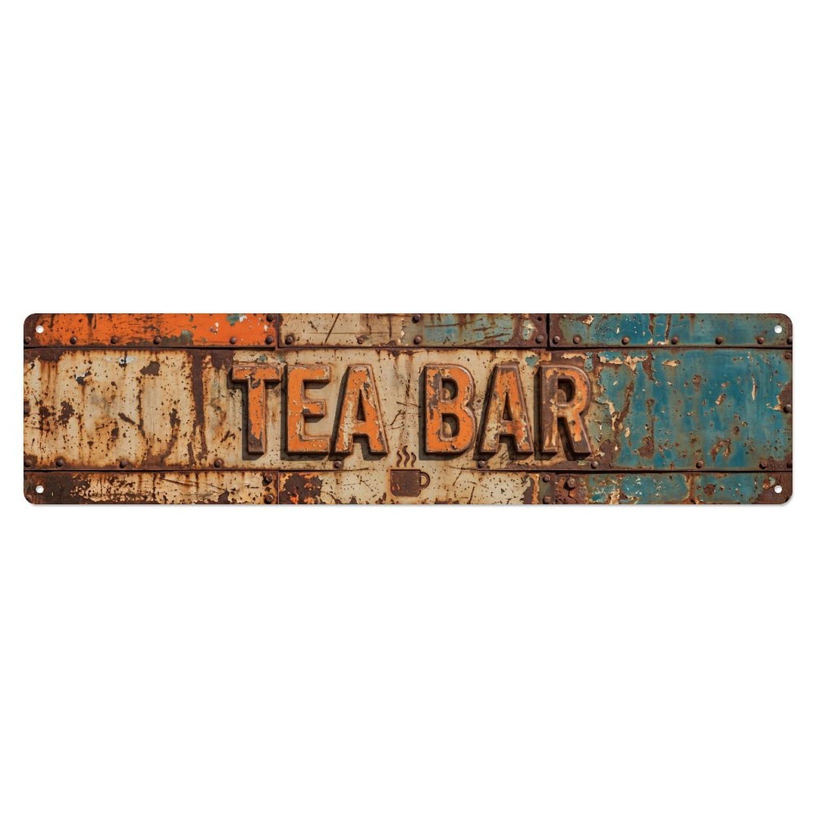 Tea Bar Industrial Metal Tin Skinny Sign Plaque Wall Decor for Cafe, Club Bar, Office, Home Garden Metal Poster 4x16Inch