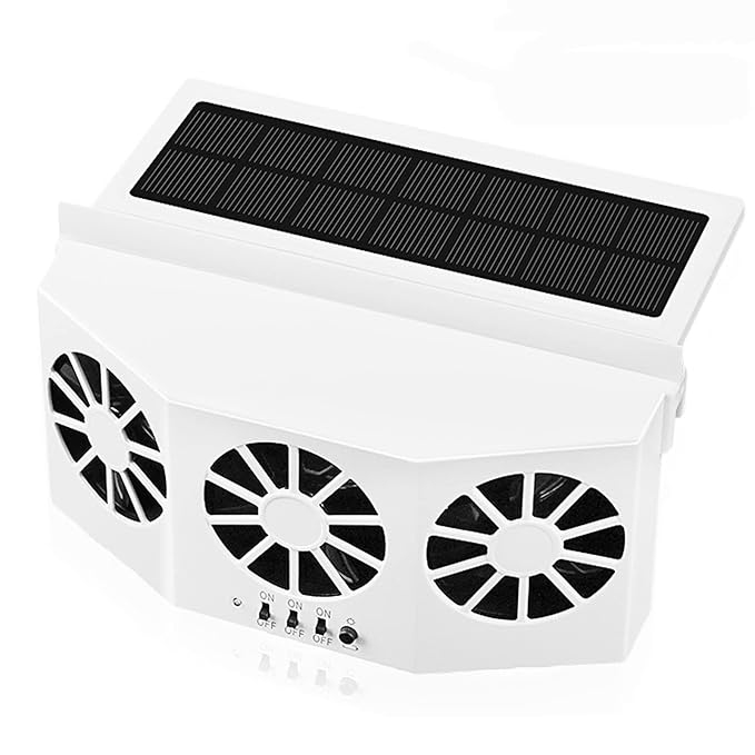 Solar Power Air Vent Radiator Fan for Backseat or Frontseat