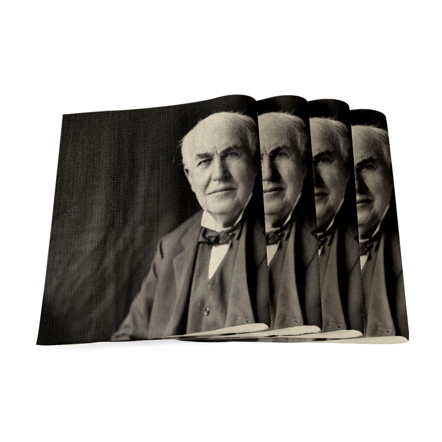 Sets de table en lin Thomas Edison grand format : linge de table raffine et durable noir et blanc