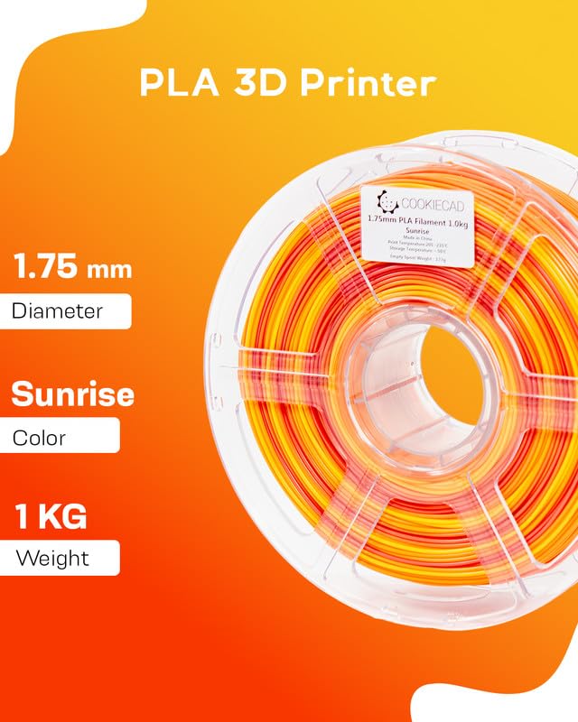 Image of Cookiecad PLA Filament 1.75mm 1kg Rainbow Multicolor 3D Printer Filament - Sunrise PLA