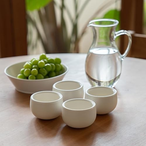 Miniatura 5 de MU MO Juego de 4 tazas de café expreso de cerámica de doble pared de 7 onzas, tazas de té de porcelana con cáscara de huevo para bebidas de café,