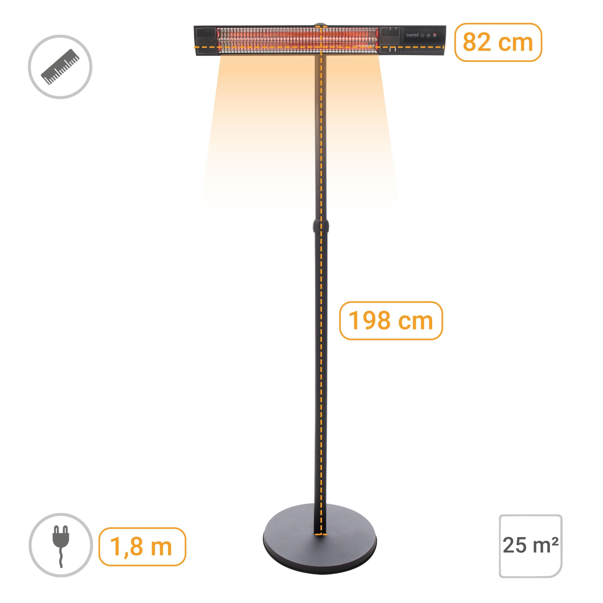 Sunred Grzejnik tarasowy stojący Royal Diamond Dark 2500W różowe złoto