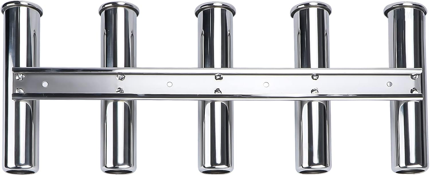 Wall-mounted Fishing Rod Holder 5 Tubes Stainless Steel Fishing Boat Holder Racks for Boats Yacht Truck RV