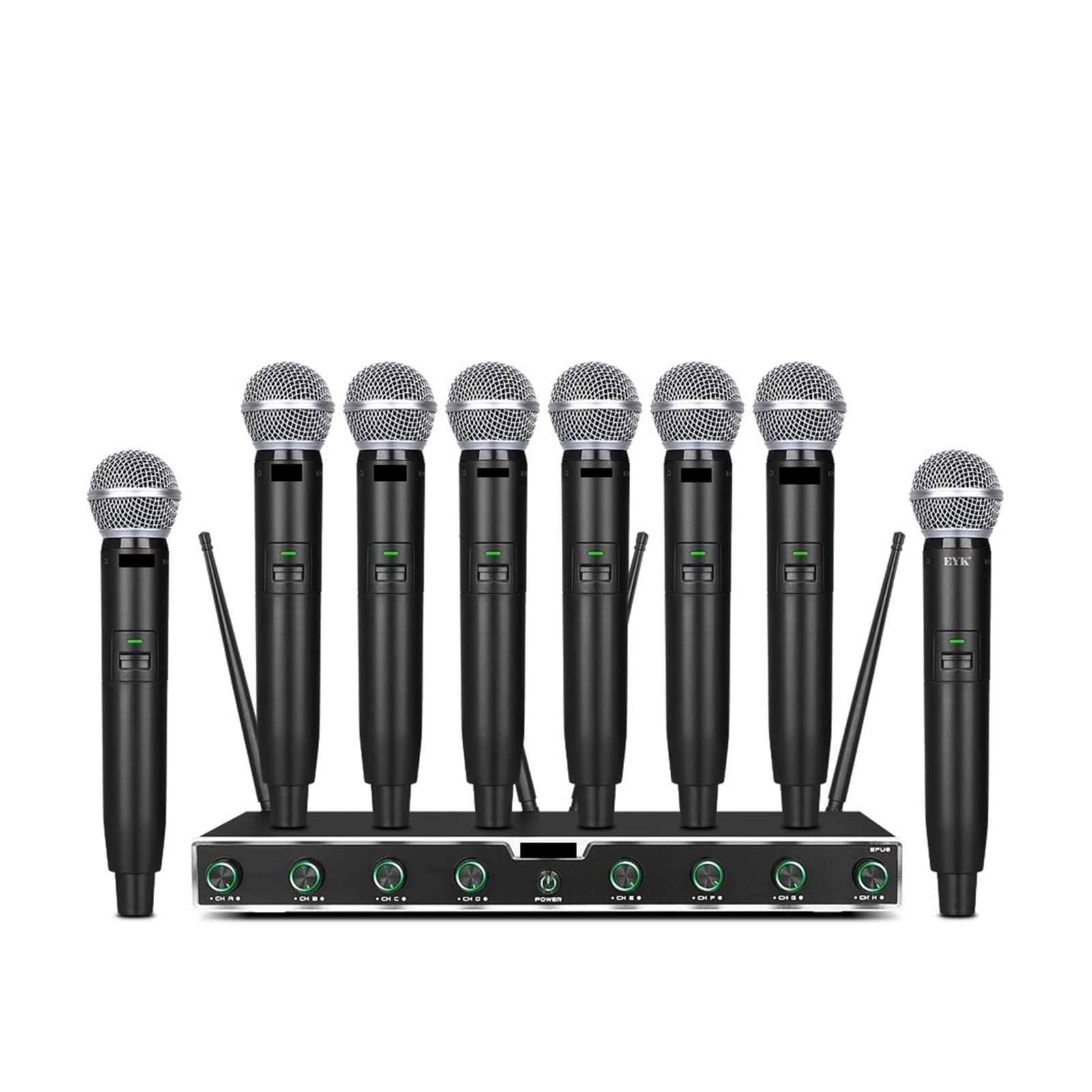 CLEIDE Mixer Audio, 8 canali Professionisti Uhf di Microfono Wireless 8 Mic HATHEDD Mic Reception Stabile for Chiesa del Page della Karaoke Facile da Usare e Controllare, Compatibile con PC