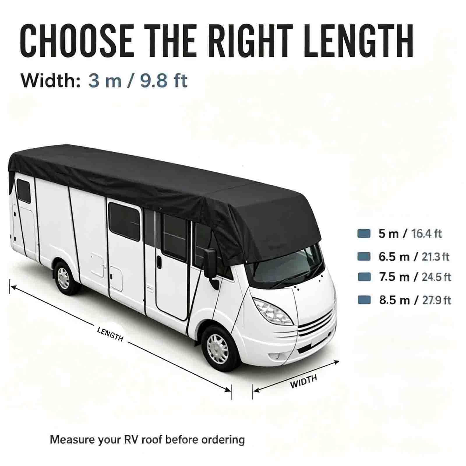 Cubiertas para caravana de tela Oxford 210D, a prueba de viento, lluvia y nieve, cubierta de remolque utilitario, cubierta de caravana, 8,5 m x 3 m