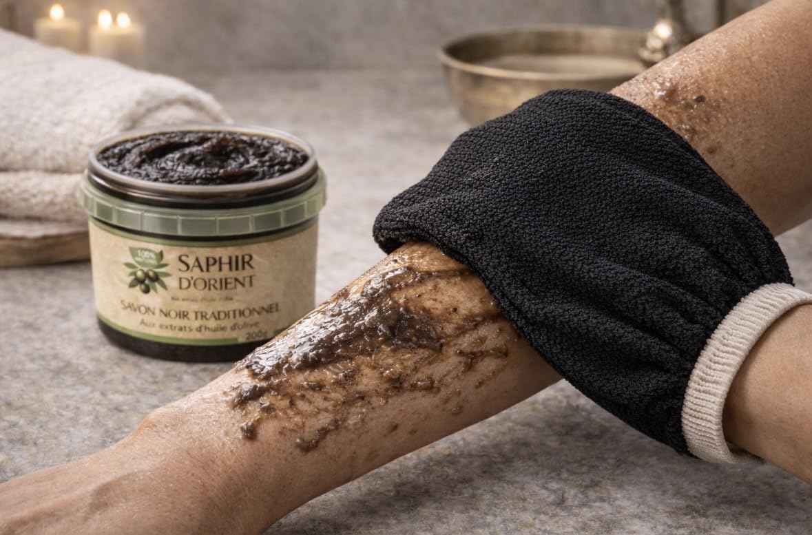 SAPHIR D'ORIENT SAVON NOIR traditionnel, Gommage corps, visage