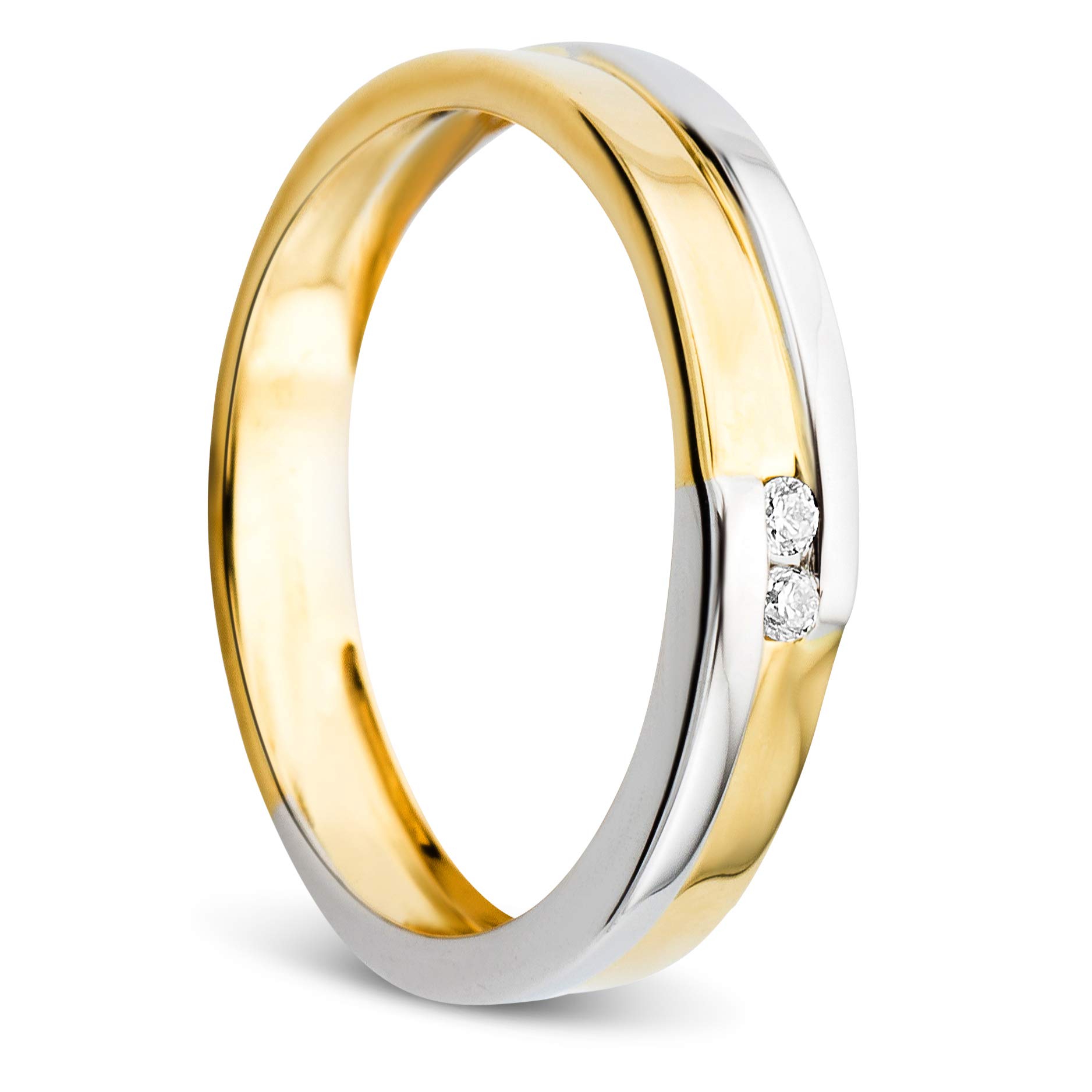 Orovi Pierścionek damski, dwukolorowy, żółte złoto i białe złoto 0,03 ct, diament, obrączka ślubna, 14 karatów (585) złoto i diamenty brylanty, 52 (16.6), Złoto, Diament