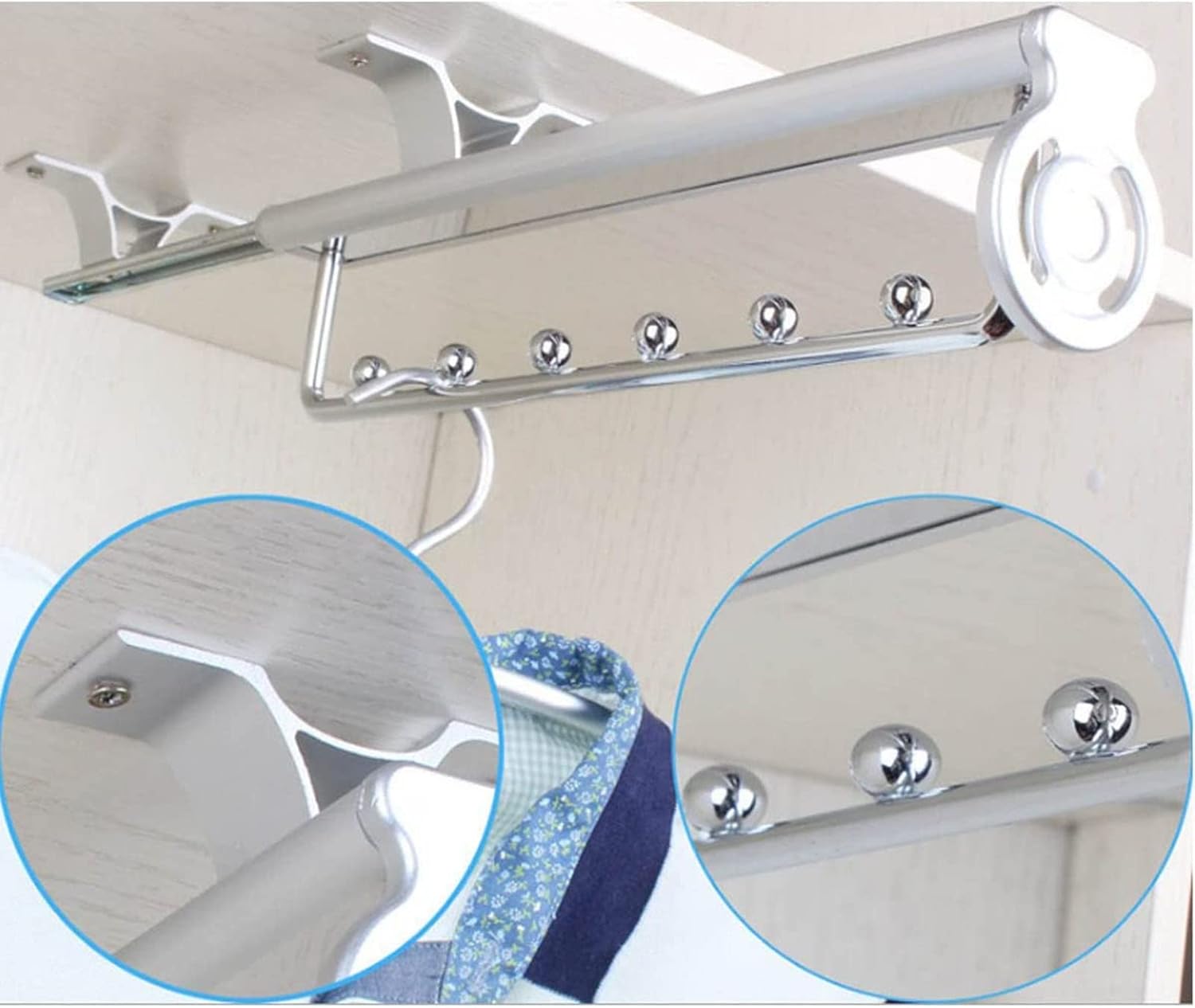 高耐久格納式ワードローブクローゼット引き出しロッド洋服ハンガータオルレール/延長レール/調節可能なクローゼットロッド(40cm/15