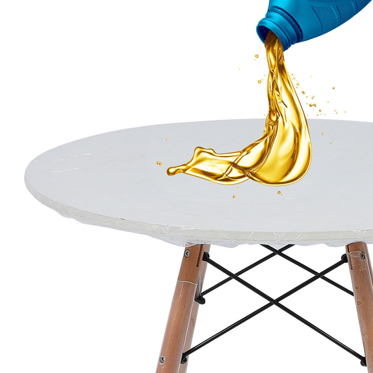 PACKOVE Housse de Table Ronde Transparente en Pvc, Ajustée et Élastique, pour Extérieur et Salle à Manger, Protège des Taches L’usure